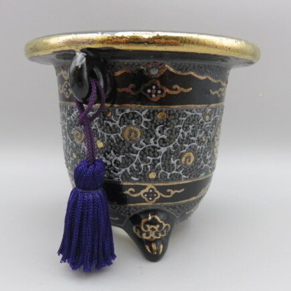 画像2: 錦鉢　加茂黒　耳付き　 (2)